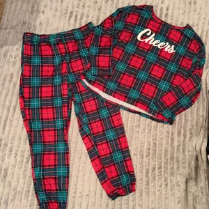 Joyspun‎ Womens Holiday Plaid Pajama Set Cheers Red Green L 12-14 JS4395051SA thumbnail 2