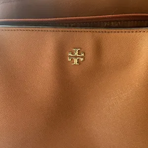Tory Burch Cognac Leather Tote with Gold Logo thumbnail 2