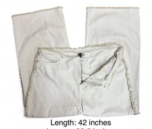H&M Divided Wide Leg Jeans – Cream/Beige Frayed Trim – Size 18/US 50 thumbnail 1