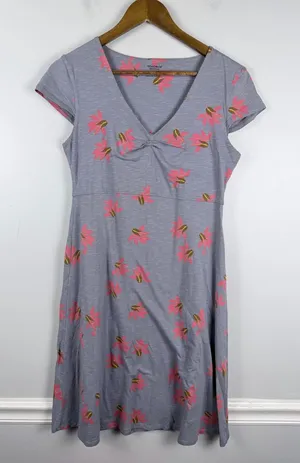 Toad & Co Rosemarie floral grey blue dress size medium thumbnail 1