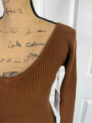Reformation Hart Sweater Cinnamon Brown Cashmere Blend Size S NWT thumbnail 8