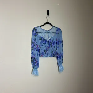 Free People Daphne Blouse with sheer lace yoke and gathered Edwardian‎ Sleeves thumbnail 4
