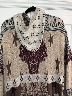 FREE PEOPLE Mixed Media Longline Cardigan Sweater Duster Hooded Size Medium thumbnail 10