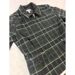 Old Navy Vintage Y2K Old Navy Zip Up Plaid Jacket Blazer‎ Women’s Medium Green thumbnail 2