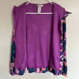 Reebok Womens Abstract‎ Camo Full Zip Hooded Windbreaker Jacket Purple S thumbnail 9