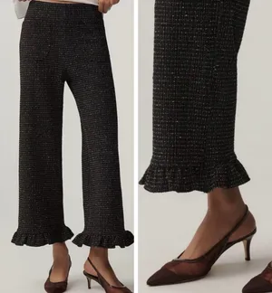 Anthropologie Maeve The Colette Crop Wide-Leg Pants: Tweed Edition, Size 26 thumbnail 2