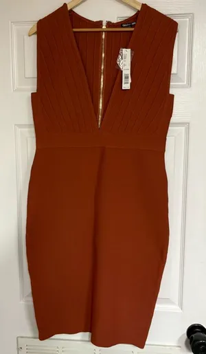 Gianni Bini Burnt Orange The‎ In Crowd Dress Size Large thumbnail 1