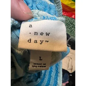A New Day Women's Size Large Beach Bungalow Linen Midi Picnic Skirt Blue White thumbnail 11