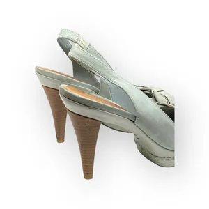 Schutz ❤︎ Retro Slingback Platform Leather Heeled Sandal with Bow ❤︎ Baby Blue thumbnail 14