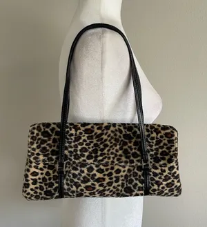 Leopard Print Shoulder Bag with Black Straps Tan thumbnail 1