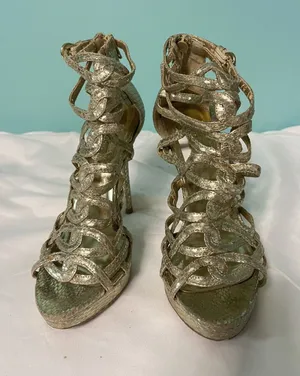 open toe gladiator style‎ strap high heel stilettos size 6.5. S-364 thumbnail 1