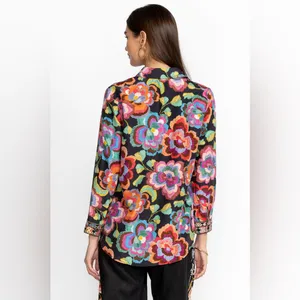 Johnny was workshop calanthe button down shirt top silk floral sz XL thumbnail 9