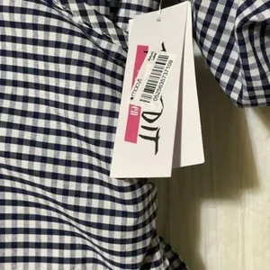 The Edit by Seventeen Juniors M Blue White Gingham Wrap Dress Puff Sleeve NWT thumbnail 7
