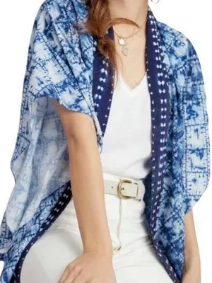 NWT Anthropologie De Novo Tate Blue Tie Dye Kimono One Size thumbnail 1