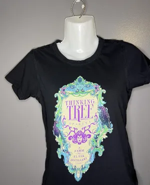 Econscious Shirt Womens Small Black Thinking Tree Spirits Graphic Tee Top thumbnail 1