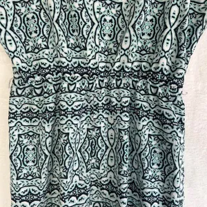 The Limited Teal Navy Medallion Print Sleeveless Elastic Waist‎ Shift Dress L thumbnail 7