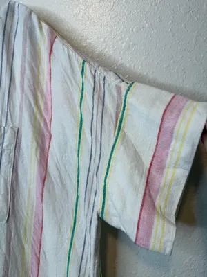 Madewell Striped Button Down Short Sleeve Daily Shirt Lighthouse Rainbow Size L thumbnail 2