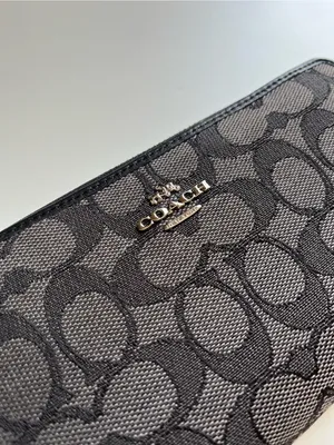 Coach Black and Gray Signature Zip Wallet thumbnail 3