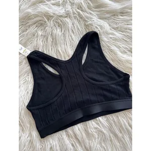 Aerie Cozy Class Ribbed Knit Sports Bra True Black Size Large thumbnail 5
