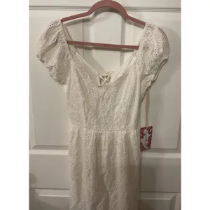 NWT Band of the Free White Eyelet Ariel Mini Dress Corset Lace Back, S thumbnail 3