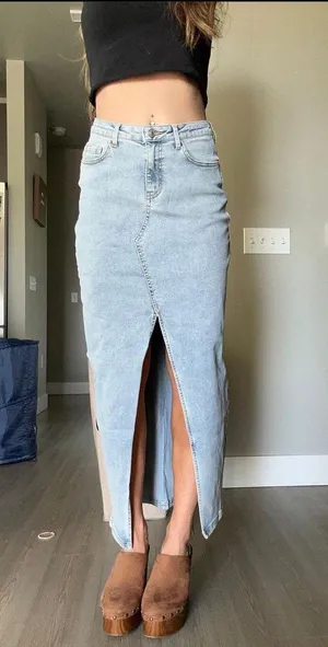 Princess Polly Denim Maxi Skirt Slit thumbnail 2