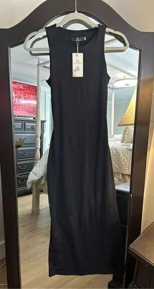 NEW Backless Casual Maxi Tank Basic Bodycon Dress S Black thumbnail 1