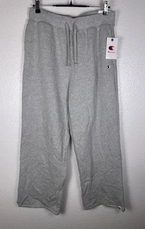 Champion Womens Iconic Puddle Pant Wide Leg Sweatpants Light Grey Heather L thumbnail 1