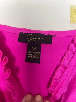Japna Pink satin slip dress with lace trim thumbnail 2