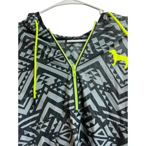 Victoria's Secret PINK Gray Black Aztec Print Anorak Pullover Windbreaker M/L thumbnail 2