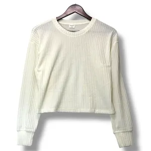 Wilfred Free Aritzia Ivory Ribbed Long Sleeve Sweater Sz S Minimalist Clean Girl thumbnail 2