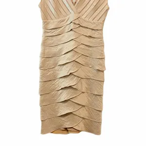 AIdan Mattox Niteline Tan Layers V Neck Casual Mother of Bride Dress thumbnail 4