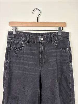 American Eagle Strigid Curvy Baggy Straight Jeans Women’s Size 8 Black Denim thumbnail 3