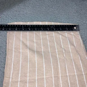 Pink Rose Wide Leg Pants Women S Tan White Striped Smocked High Rise Linen Blend thumbnail 6