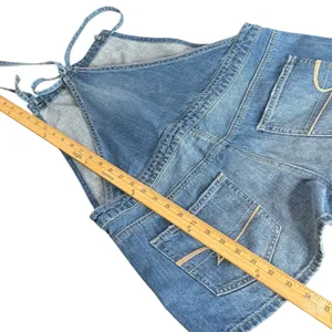 American Eagle Denim Overalls Romper Shorts Blue Size M Shortall‎ Distressed thumbnail 10
