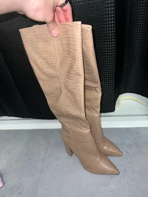 Tall Snakeskin Nude Boots Tan Size 9 thumbnail 1