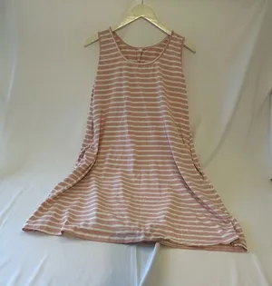 Striped Sleeveless Swing Tank Top - Pink and White thumbnail 1