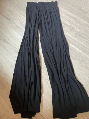 Shade & Shore Black Crinkle Boot Cut Palazzo Pants thumbnail 1
