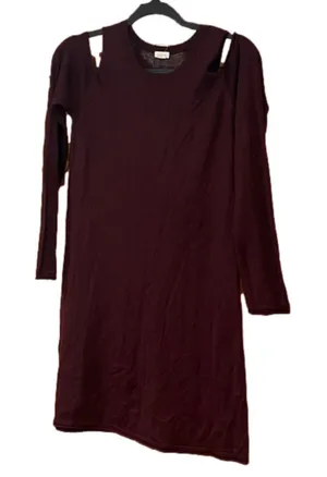 Garage Burgundy Cold Shoulder Knit Dress thumbnail 1