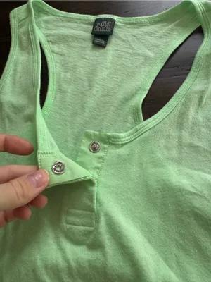 Wild Fable Neon Green Racerback Tank Top with Buttons and Raw Hem Size S thumbnail 3