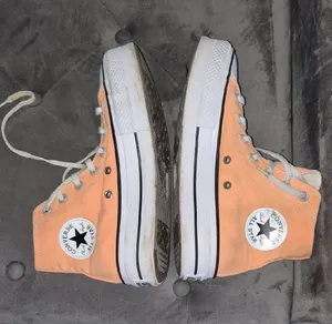 Converse Peach High Top Canvas Sneakers Platform Womens 8 thumbnail 1