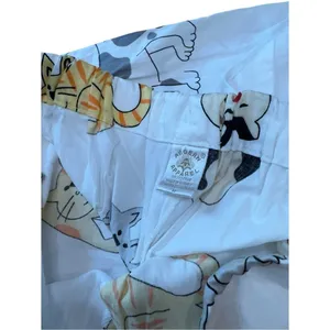 Aegean Apparel Cat Print 100% Cotton Pajama Set White Womens Medium EUC thumbnail 10