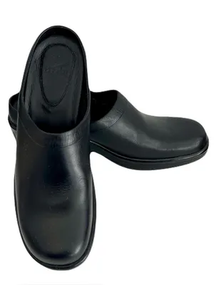 Dansko Black Smooth Leather Slip On Mules Clogs Wedges, Size 41 thumbnail 1