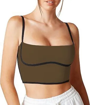 Move With You Mocha Padded Sports Bra Tank Top thumbnail 1