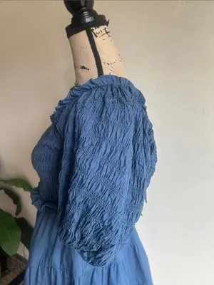 AUREUM Mini Fit And Flare Smocked Blue Dress Size Small thumbnail 6