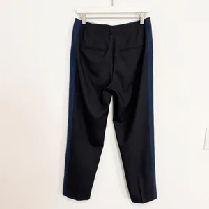 Club‎ Monaco Ryanne Pants Size 4 Black Wool Tuxedo Stripe Trouser Dark Academia thumbnail 10