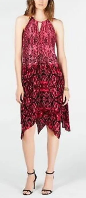 NWT INC Pink‎ Snakeskin Keyhole Midi Dress Size Medium thumbnail 1