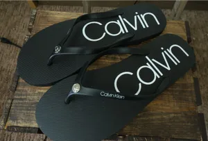 NWOT Calvin Klein Seya Classic Black Thong Flip Flop Logo Detail Womens 11 thumbnail 1