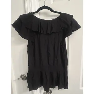 Old Navy Black Off Shoulder Ruffle Top Blouse Womens Medium Tall M thumbnail 5