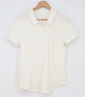 Lululemon Polo Shirt Womens M White Short Sleeve Athletic Golf Tennis Good thumbnail 1