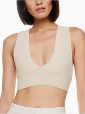 Aritzia Babaton Cream Sculpt Knit Deep V-Neck Cropped Tank XS thumbnail 1